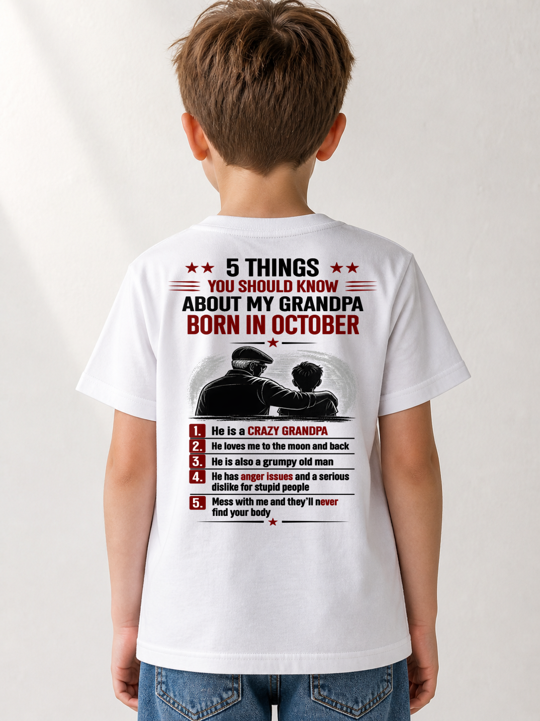 OCTOBER GRANDPA SHIRT – 5 Things You Should Know About My Grandpa – Gift From Grandpa to Grandchild (SKU2605-24-10)