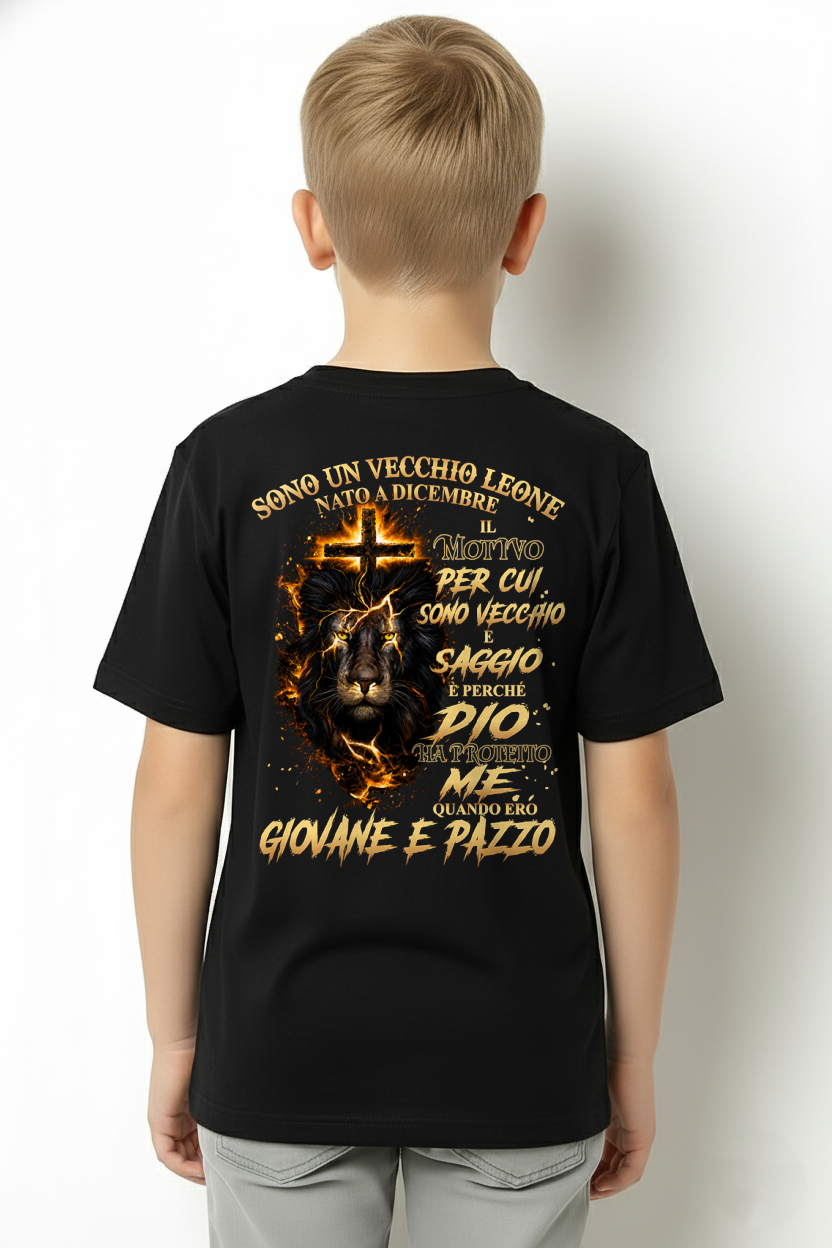 DICEMBRE VECCHIO LEONE MAGLIETTA – Dio Ha Protetto Me Quando Ero Giovane E Pazzo – Idea Regalo Compleanno (SKU2605-321-12)