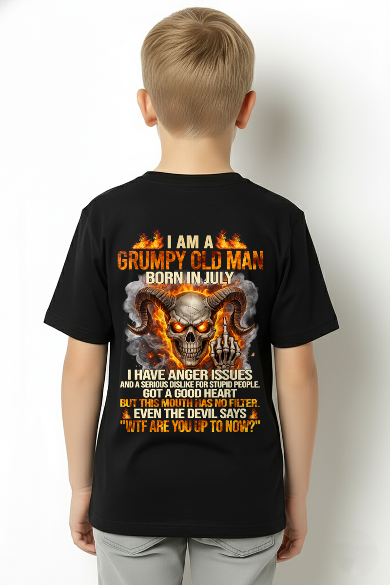 JULY SHIRT – I Am A Grumpy Old Man Born In July – Anger Issues & No Filter – Funny Skull Shirt – KATE07 (SKU2602-113-07)