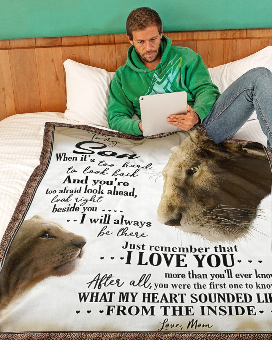 To My Son Lion Blanket – From Mom to Son “I Will Always Be There” – Emotional Love Gift – Birthday, Christmas, Graduation Gift – SKU2603-350