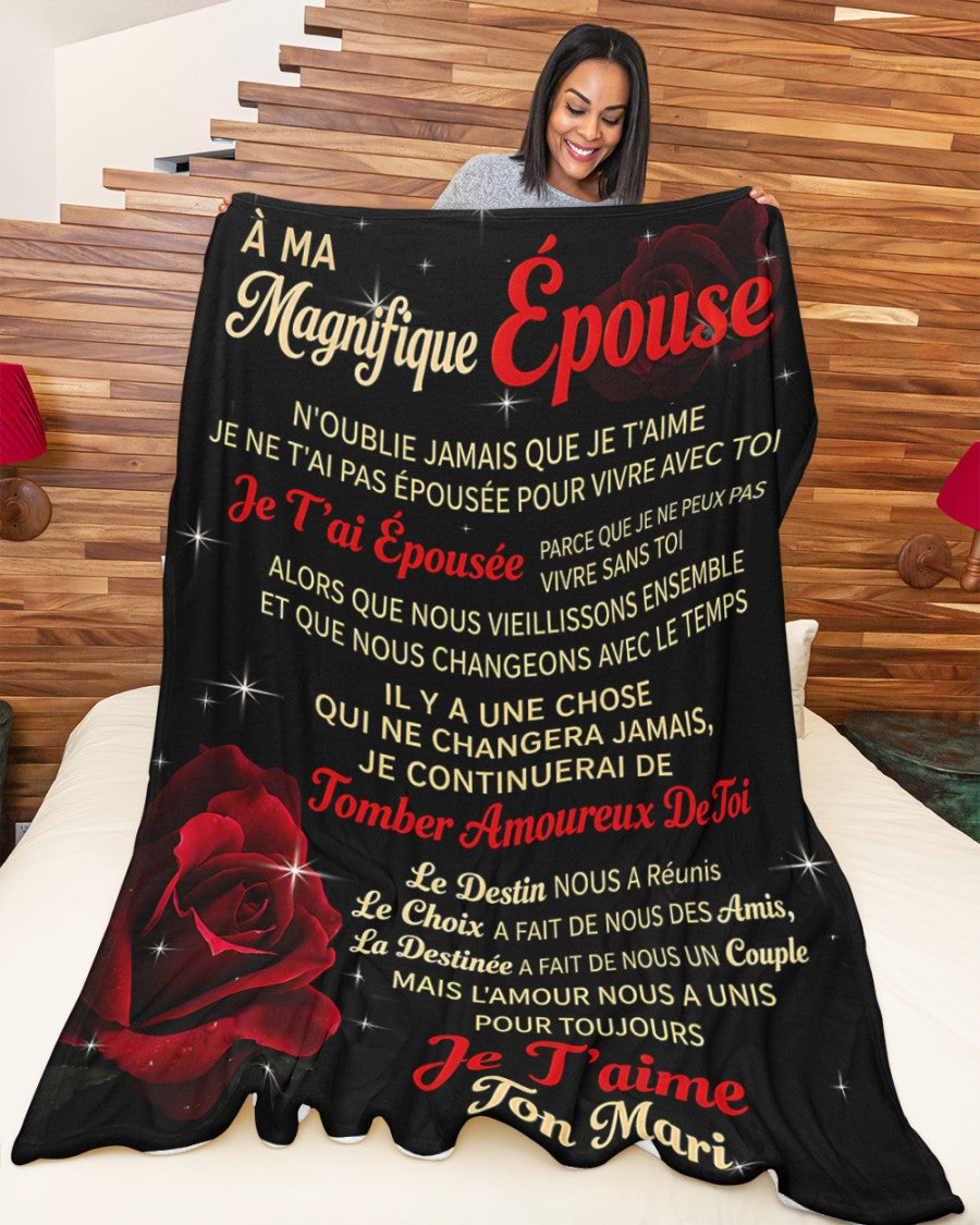 COUVERTURE POUR ÉPOUSE – À Ma Magnifique Épouse Je T’aime – Cadeau Romantique De Mari (SKU2605-183)