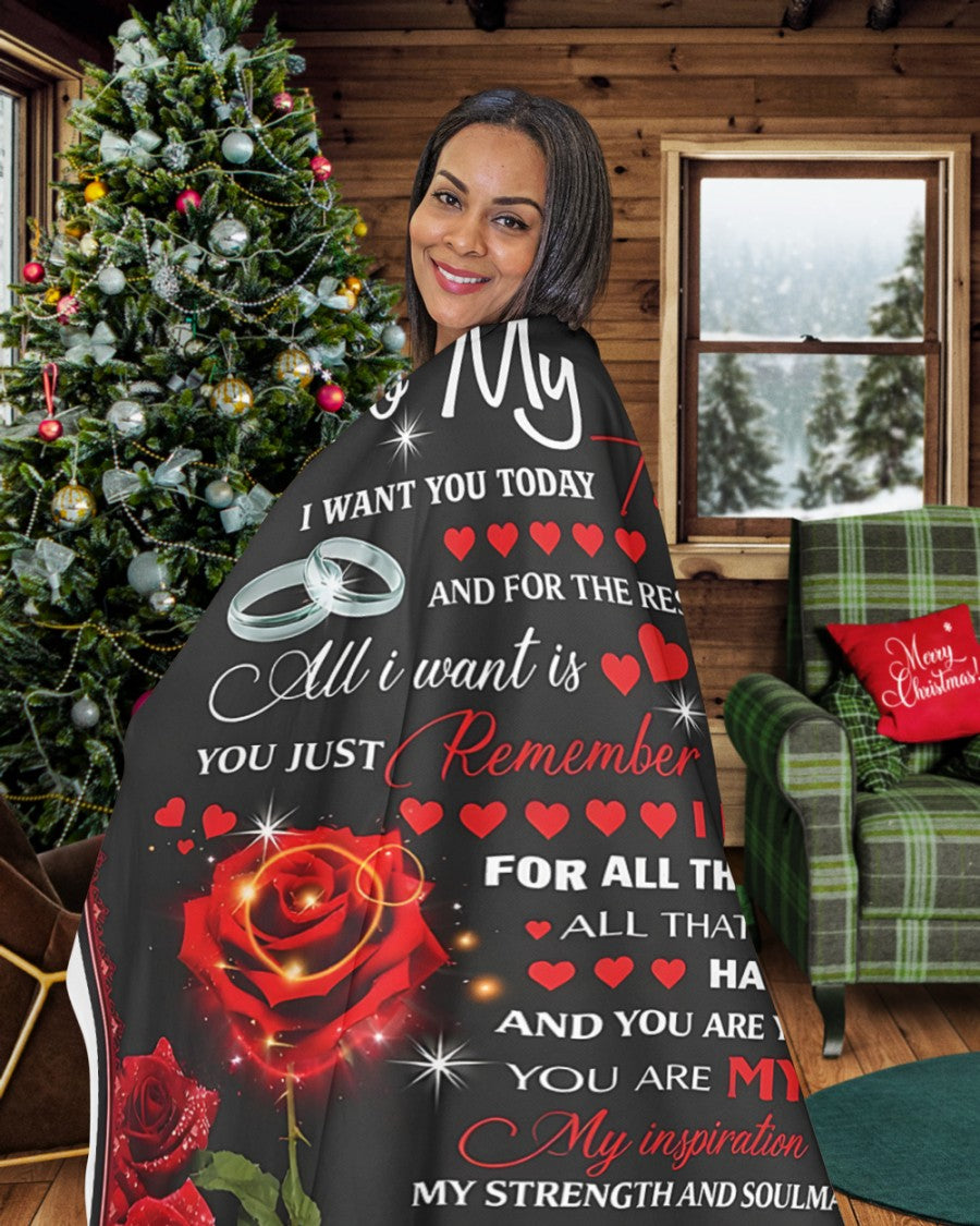 BLANKET – To My Wife – Romantic Rose – FROM HUSBAND TO WIFE – KATE – (SKU2602-78)