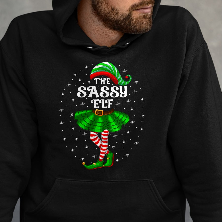 Xmas Family Matching Women Girls Mom The Sassy Elf Christmas T-Shirt - Christmas Unisex T-Shirt/Hoodie/Sweatshirt - HNDS00