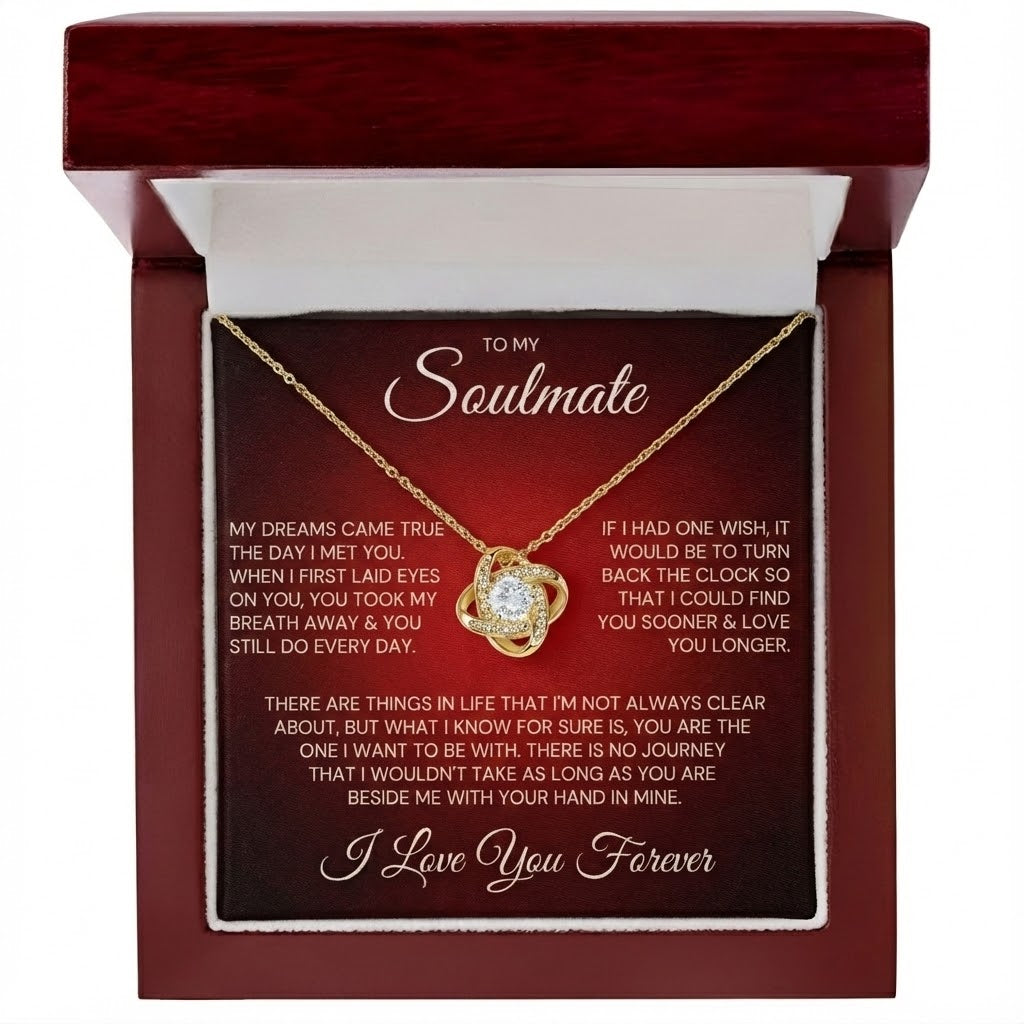TO MY SOULMATE "Find You Sooner & Love You Longer" - FROM HUSBAND - Premium Love Knot Necklace
