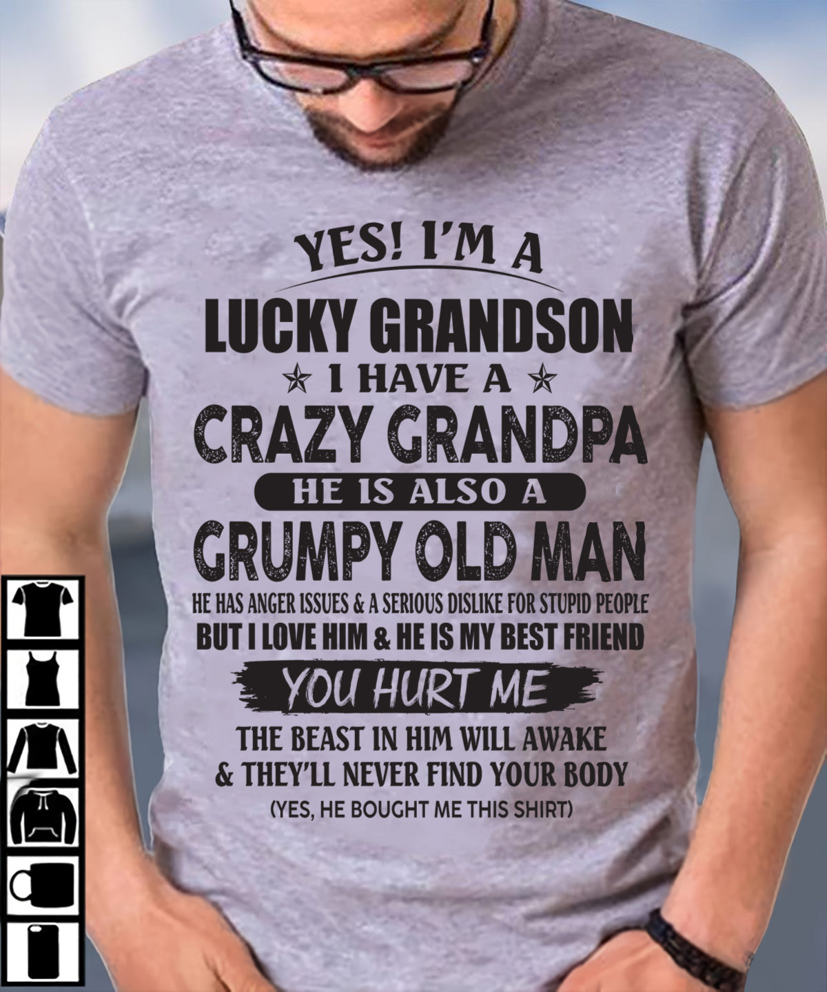 LUCKY GRANDSON OF CRAZY GRANDPA -  PERFECT GIFT FROM GRANDPA - KATE00 (SKU12-145-00)