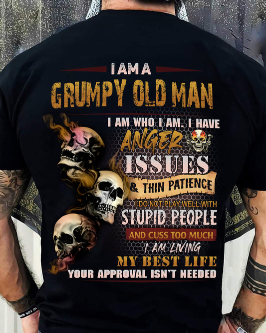 Grumpy Old Man T-Shirt - Funny Skull Anger Issues Tee - Perfect Gift For Men KATE00 (SKU08-67-00)