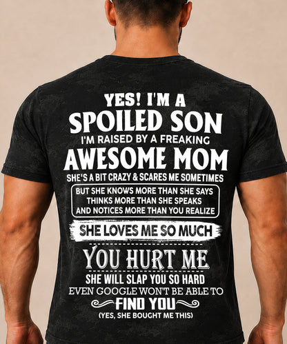 Spoiled Son Raised By An Awesome Mom - From Mom To Son - Funny All-Over Print T-Shirt D02 (SKU2607-111-00)