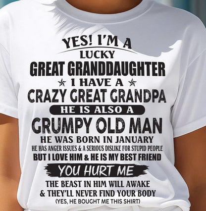 JANUARY - LUCKY GREAT GRANDDAUGHTER OF CRAZY GREAT GRANDPA - PERFECT GIFT FROM GREAT GRANDPA - KATE01 (SKU12-287-01)