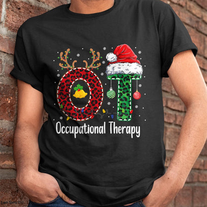 Occupational Therapy Christmas santa hat OT Therapist T-Shirt - Christmas Unisex T-Shirt/Hoodie/Sweatshirt - HNDS00