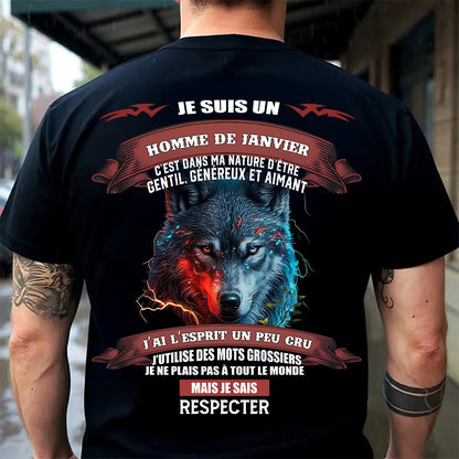 JANVIER -  JE SAIS RESPECTER – T-SHIRT D’ANNIVERSAIRE POUR HOMME - frKATE01 (SKU12-266-01)