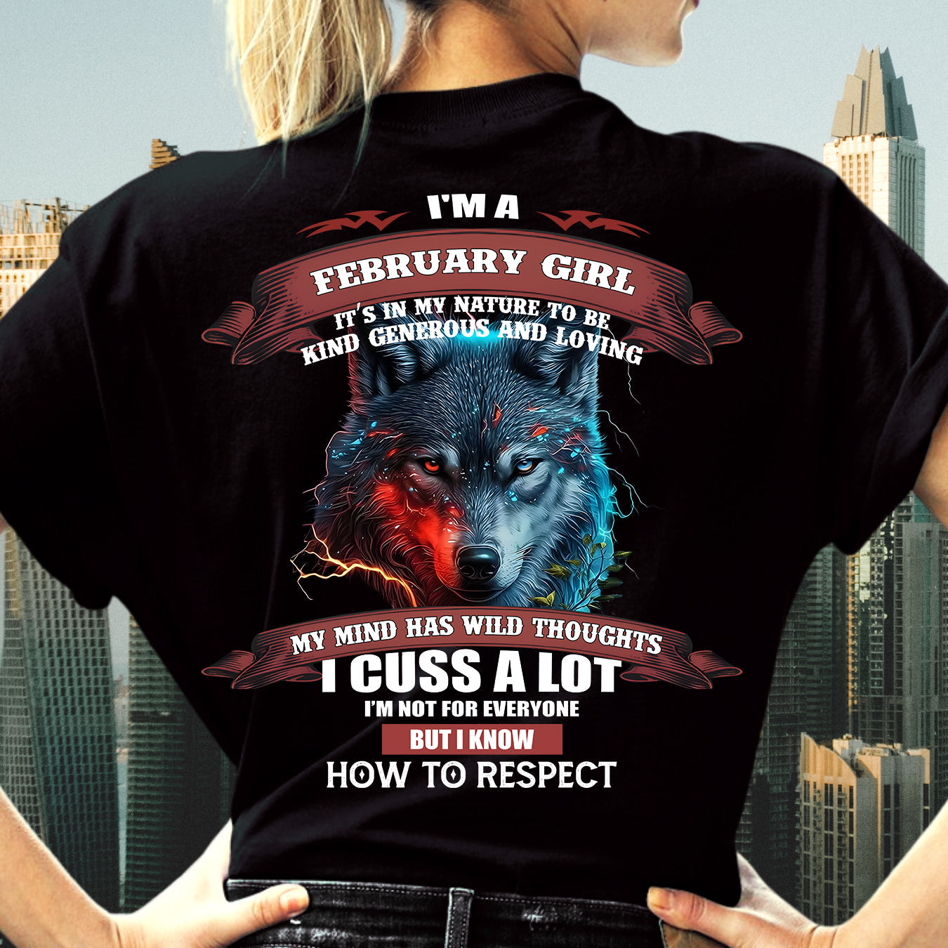 FEBRUARY - KIND, GENEROUS AND LOVING GIRL - BIRRTHDAY T-SHIRT FOR WOMAN - KATE02 (SKU12-300-02)