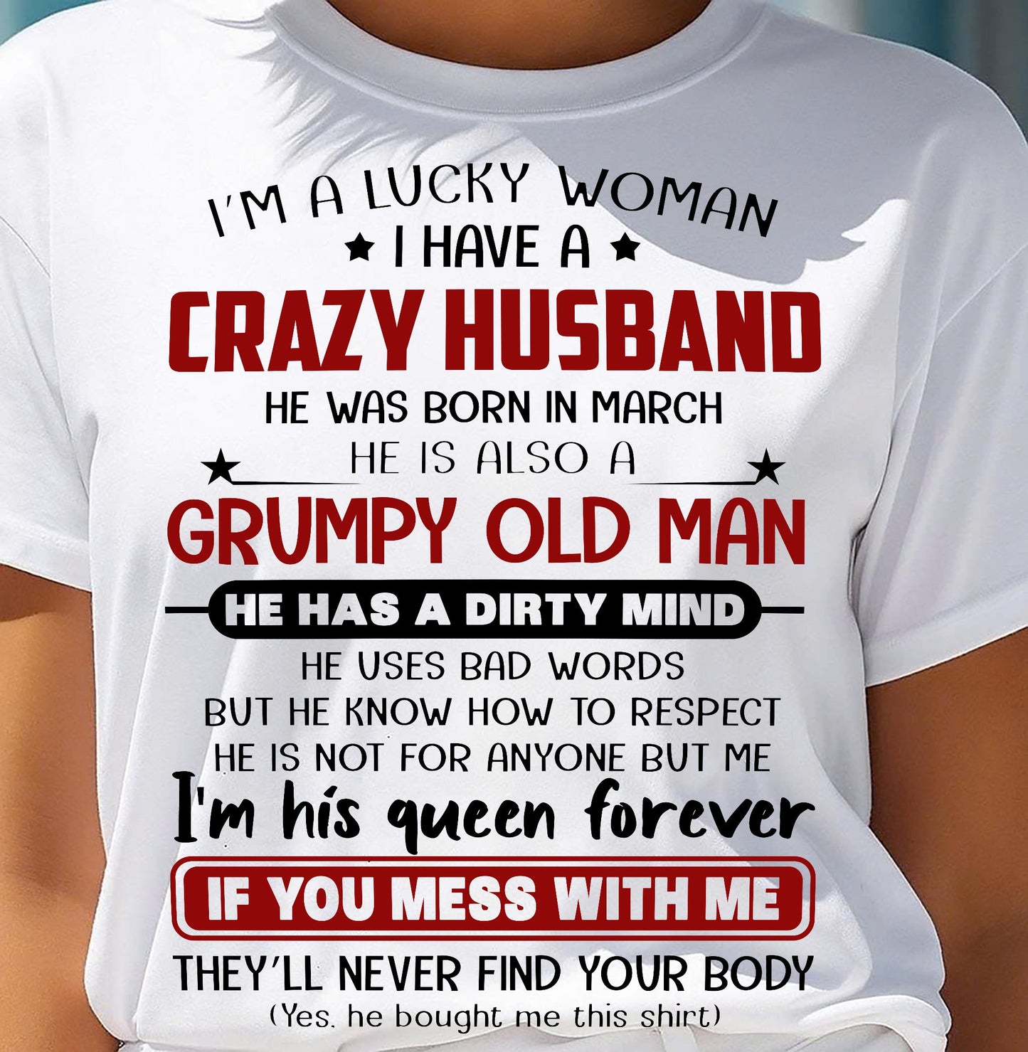 MARCH - TO MY WIFE - I'M A LUCKY WOMAN - GIFT FROM HUSBAND - KATE03 (SKU12-282-03)