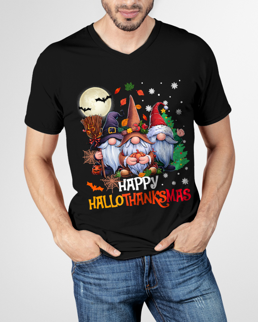 Happy Hallothanksmas Gnomes Lover Halloween Merry Christmas T-Shirt for men women (SKU-MRCM-5) FMA male