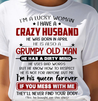 APRIL - TO MY WIFE - I'M A LUCKY WOMAN - GIFT FROM HUSBAND - KATE04 (SKU12-282-04)