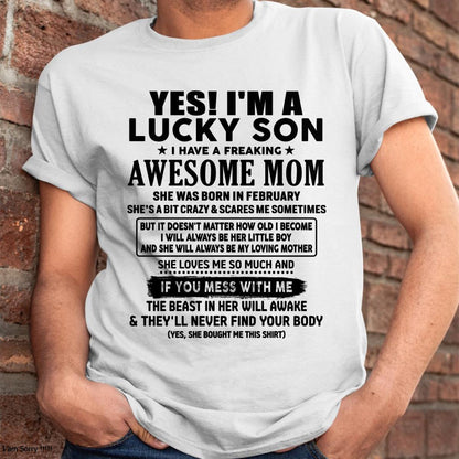 February - I am Lucky Son - Gift For Son From Mom - KATE02 - (SKU-T1206LMS-02)