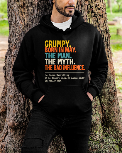 MAY MEN'S SHIRT - Grumpy Born In May, The Man, The Myth, The Bad Influence - Funny Gift For Yourself - KATE05 (SKU2609-50-05)