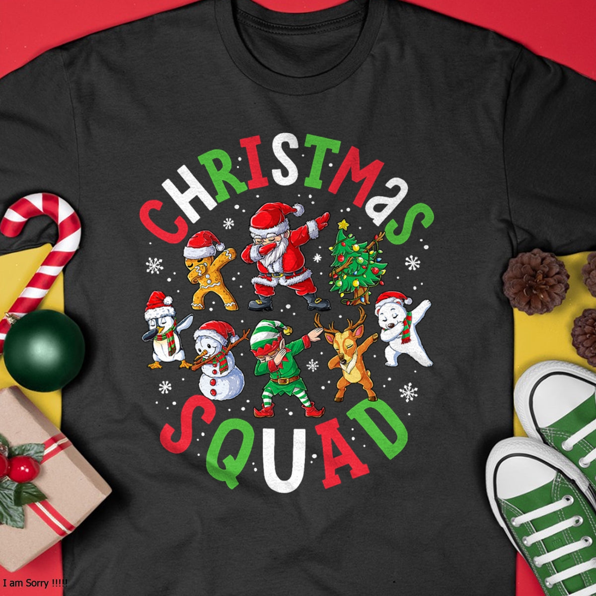 Christmas Squad Santa Dabbing Elf Family Matching Pajamas T-Shirt - Christmas Unisex T-Shirt/Hoodie/Sweatshirt - HNDS00