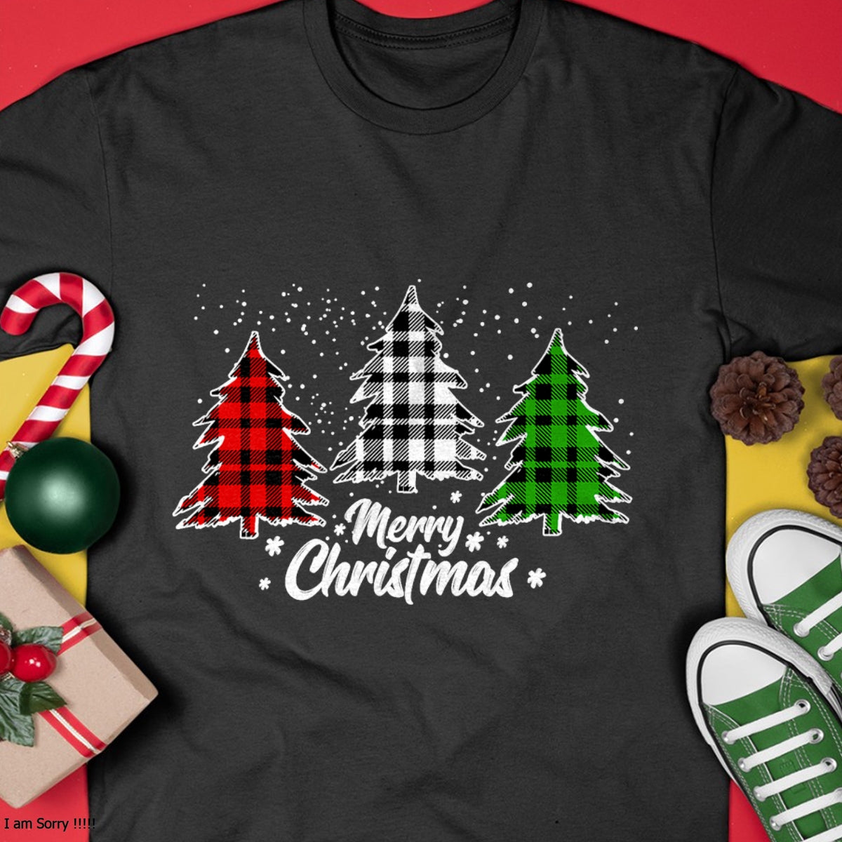 Merry Christmas Tree Xmas Buffalo Plaid Red White Green T-Shirt - Christmas Unisex T-Shirt/Hoodie/Sweatshirt - HNDS00