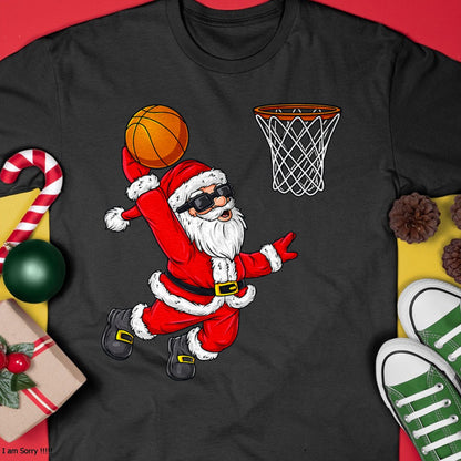 Christmas Santa Claus Dunking A Basketball Boys Kids Xmas T-Shirt - Christmas Unisex T-Shirt/Hoodie/Sweatshirt - HNDS00