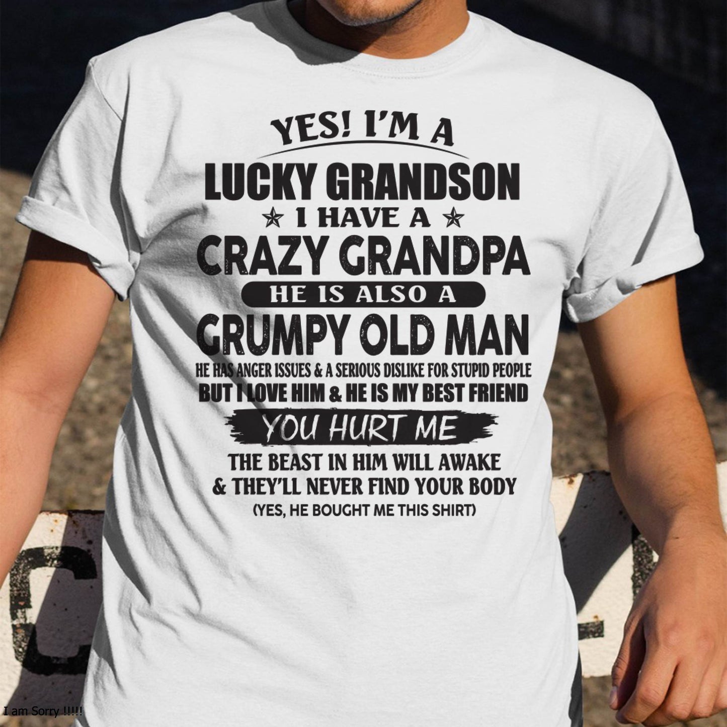 LUCKY GRANDSON OF CRAZY GRANDPA -  PERFECT GIFT FROM GRANDPA - KATE00 (SKU12-145-00)