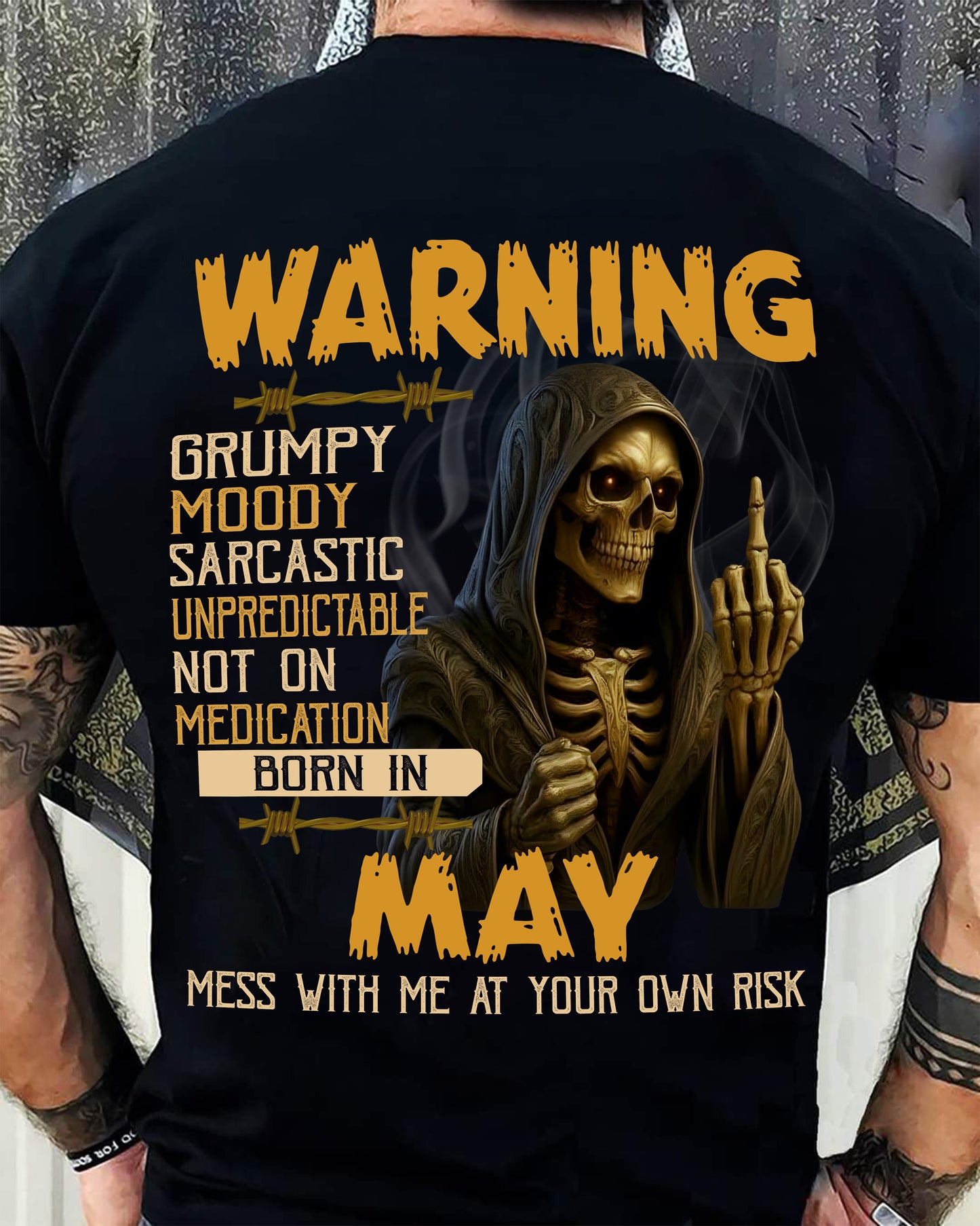 MAY - WARNING GRUMPY MOODY - BIRTHDAY T-SHIRT FOR MEN - KATE05 (SKU26T-01-07-05)