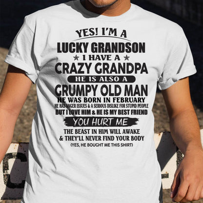 FEBRUARY - LUCKY GRANDSON OF CRAZY GRANDPA -  PERFECT GIFT FROM GRANDPA - KATE02 (SKU12-145-02)