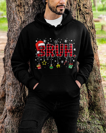 Bruh Funny Christmas Red Plaid Teens Boys Kids Xmas Pajamas T-Shirt for men women (SKU-MRCM-8) FMA male