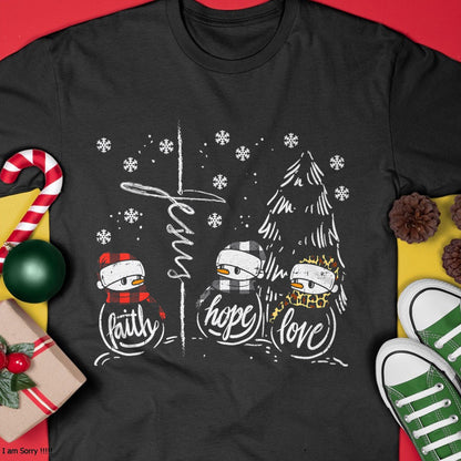 Faith Hope Love Jesus HNDSman Plaid Leopard Christmas Gift T-Shirt - Christmas Unisex T-Shirt/Hoodie/Sweatshirt - HNDS00