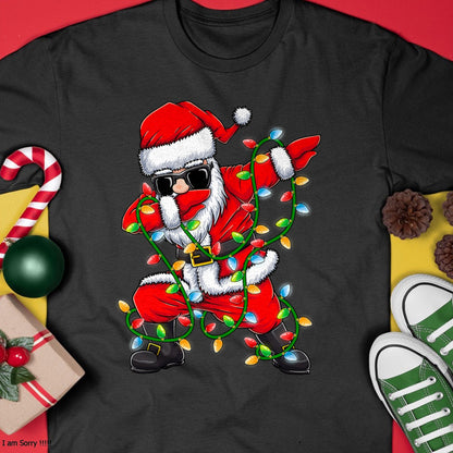 Dabbing Santa Xmas Lights Girls Boys Kids Christmas Gifts T-Shirt - Christmas Unisex T-Shirt/Hoodie/Sweatshirt - HNDS00
