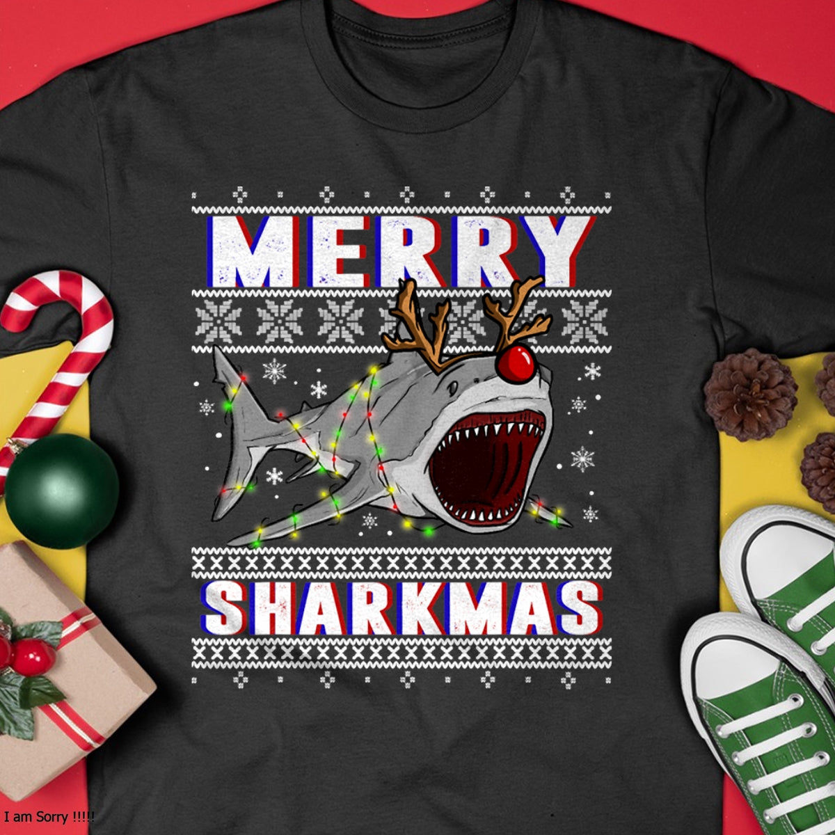 Funny Sharkmas Shark Ugly Christmas Sweaters T-Shirt - Christmas Unisex T-Shirt/Hoodie/Sweatshirt - HNDS00