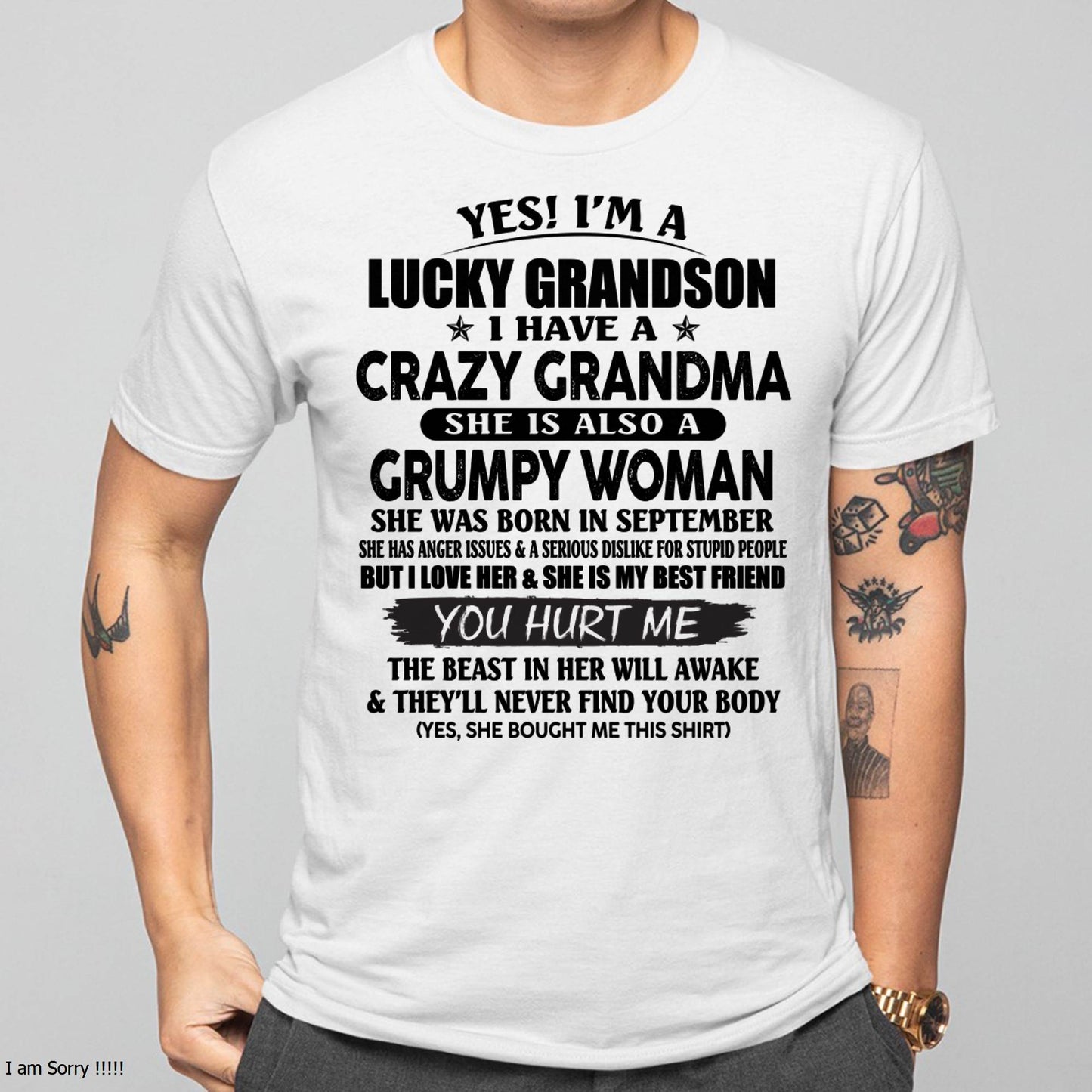 SEPTEMBER - LUCKY GRANDSON OF CRAZY GRANDMA -  PERFECT GIFT FROM GRANDMA - KATE09 (SKU12-113-09)