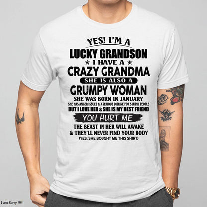 JANUARY - LUCKY GRANDSON OF CRAZY GRANDMA -  PERFECT GIFT FROM GRANDMA - KATE01 (SKU12-113-01)