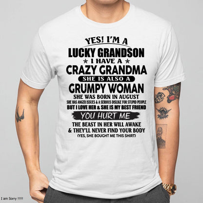 AUGUST - LUCKY GRANDSON OF CRAZY GRANDMA -  PERFECT GIFT FROM GRANDMA - KATE08 (SKU12-113-08)