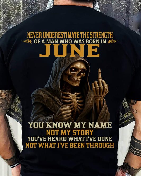 JUNE - NEVER UNDERESTIMATE - BIRTHDAY T-SHIRT FOR MEN - KATE06 (SKU26T-01-06-06)