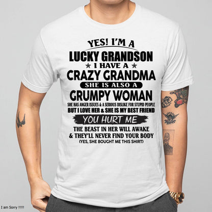 LUCKY GRANDSON OF CRAZY GRANDMA -  PERFECT GIFT FROM GRANDMA - KATE00 (SKU12-113-00)