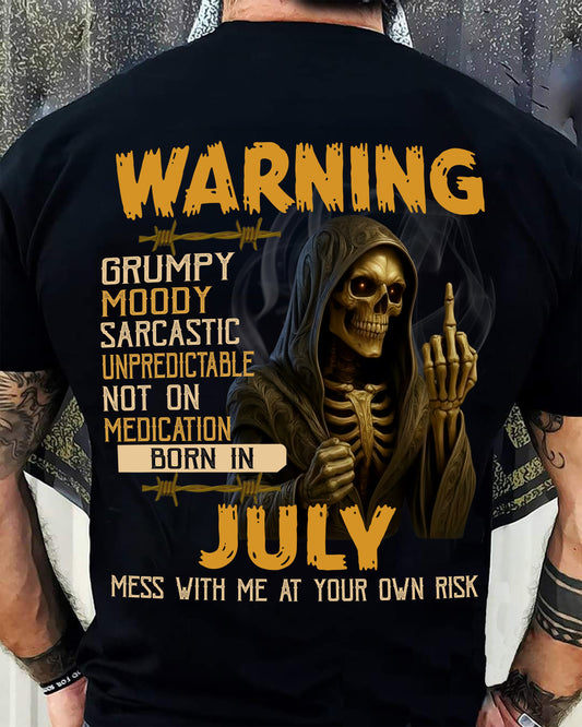 JULY - WARNING GRUMPY MOODY - BIRTHDAY T-SHIRT FOR MEN - KATE07 (SKU26T-01-07-07)