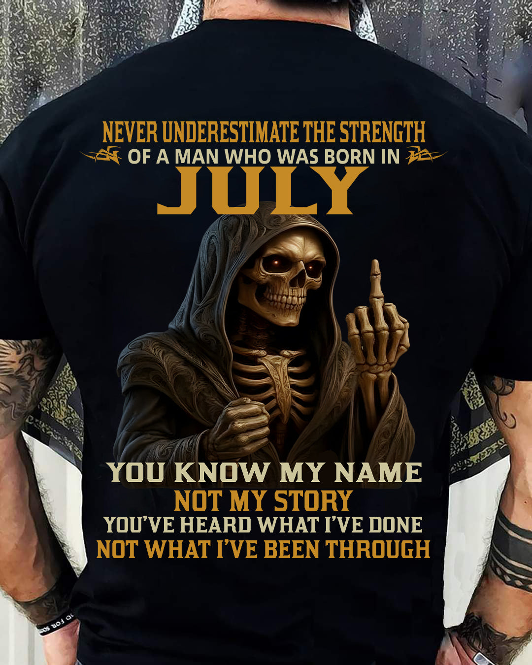 JULY - NEVER UNDERESTIMATE - BIRTHDAY T-SHIRT FOR MEN - KATE07 (SKU26T-01-06-07)