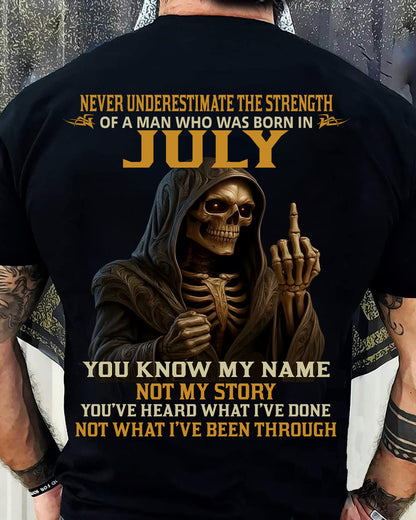 JULY - NEVER UNDERESTIMATE - BIRTHDAY T-SHIRT FOR MEN - KATE07 (SKU26T-01-06-07)