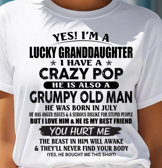 JULY - LUCKY GRANDDAUGHTER OF CRAZY POP - PERFECT GIFT FOR YOUR GRANDDAUGHTER FROM POP - KATE07 (SKU12-39-07)