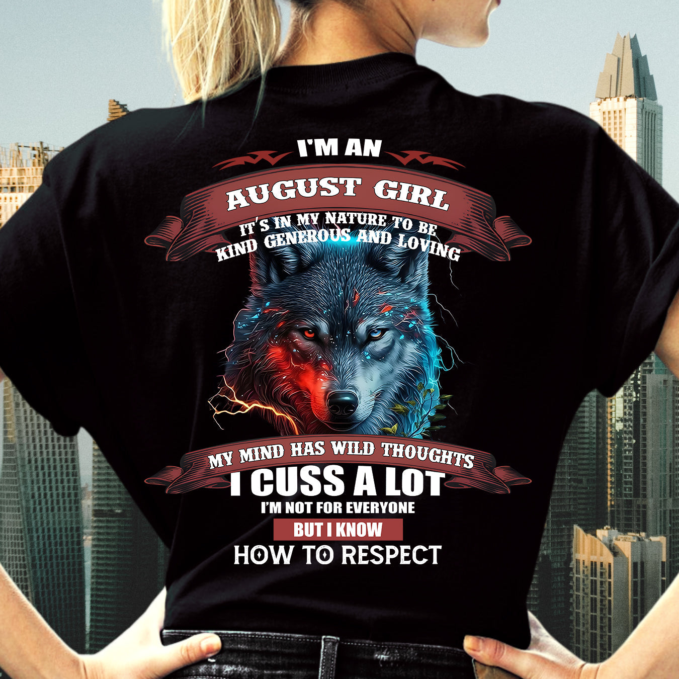 AUGUST - KIND, GENEROUS AND LOVING GIRL - BIRRTHDAY T-SHIRT FOR WOMAN - KATE08 (SKU12-300-08)