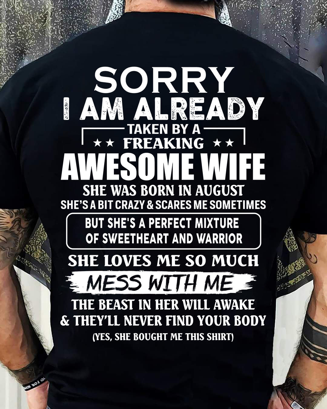 Wife August - Perfect gift for husband From Wife - KATE08 (SKU68-86-08)