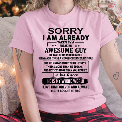 December - Awesome Guy - Perfect gift for your girlfriend or wife From Husband - KATE12 (SKUT08-11-12)