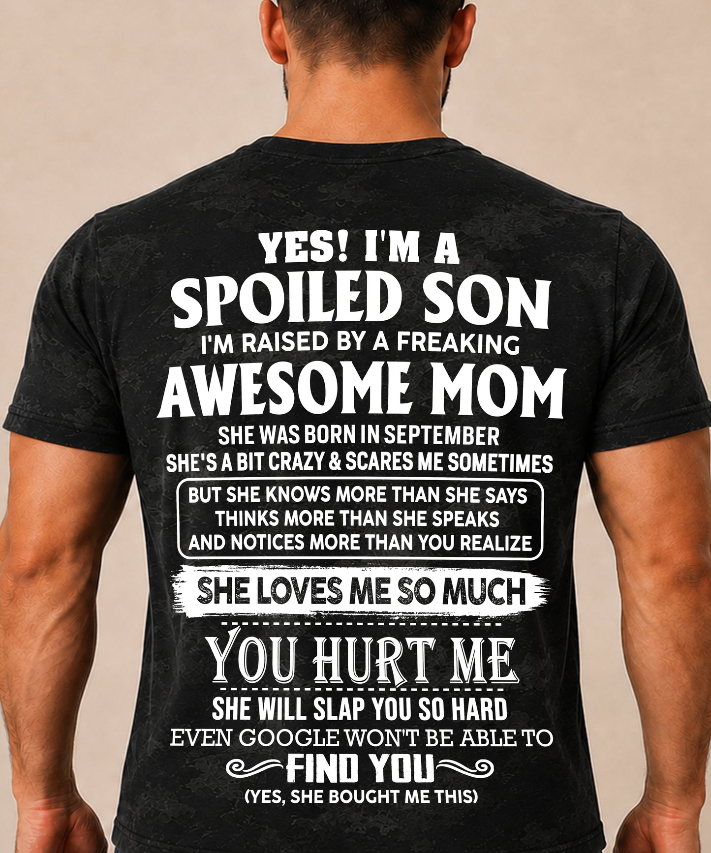 SEPTEMBER - Spoiled Son Raised By An Awesome September Mom - From Mom To Son - Funny All-Over Print T-Shirt D02 (SKU2607-111-09)