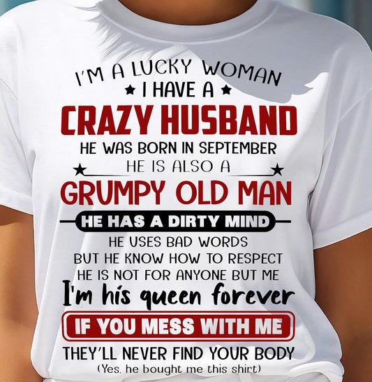 SEPTEMBER - TO MY WIFE - I'M A LUCKY WOMAN - GIFT FROM HUSBAND - KATE09 (SKU12-282-09)