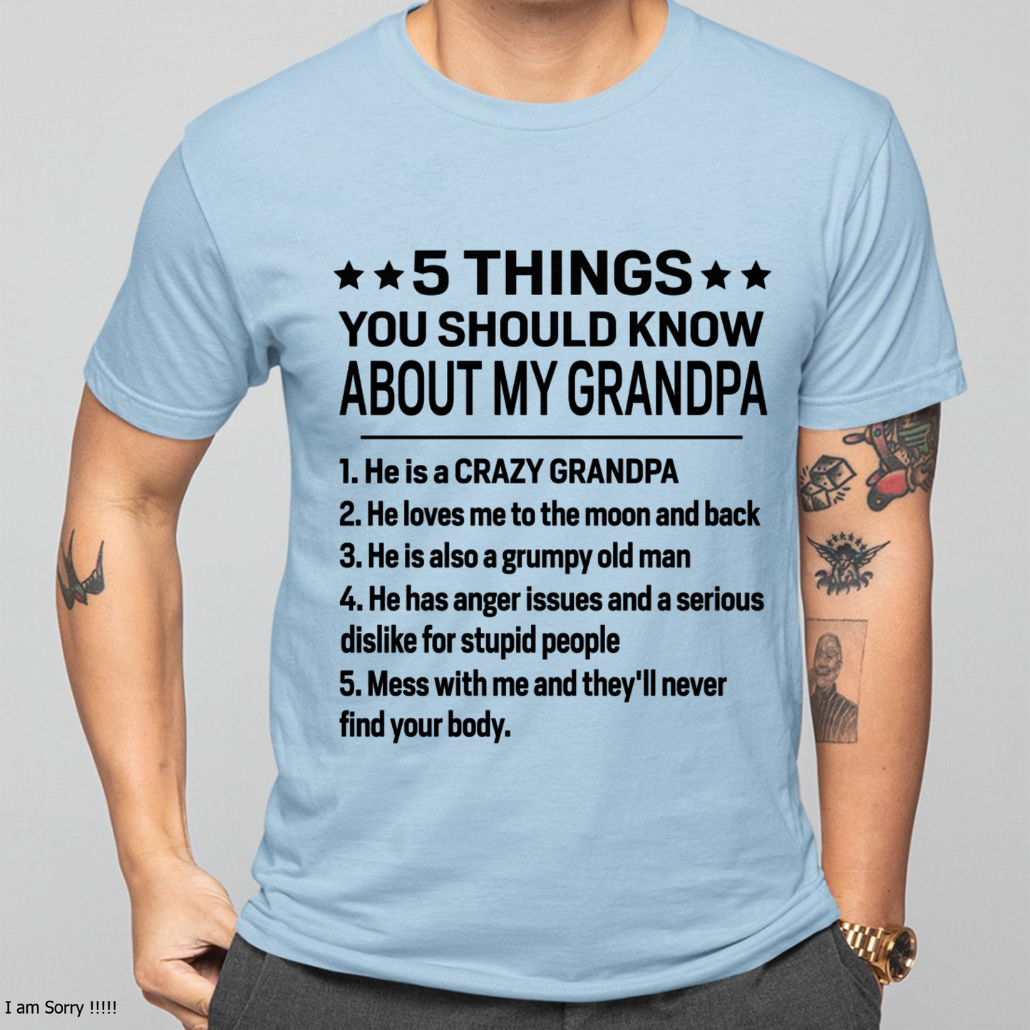 5 Things You Should Know About My Grandpa – From Grandma To Grandson – Funny Family Birthday Gift – Grandpa Shirt (SKU2603-144-00)