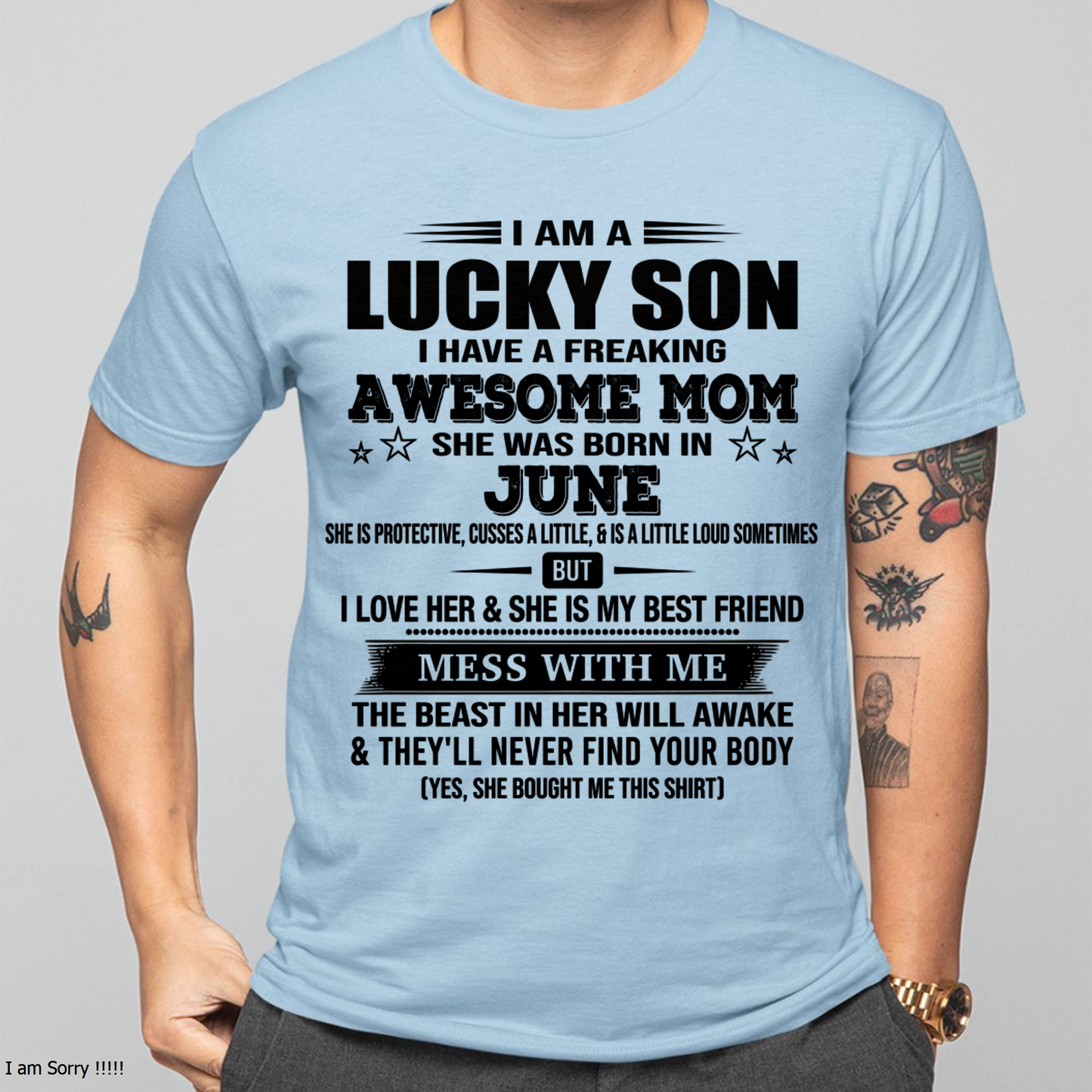 JUNE – Lucky Son Awesome Mom Born In June – From Mom To Son – Birthday Gift For Son – Family Shirt (SKU2603-318-06)
