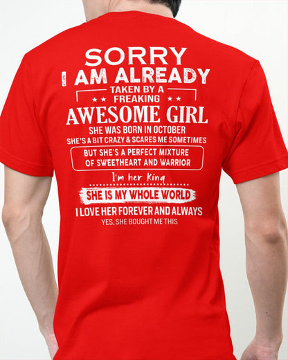 October - Awesome girl - Perfect gift for your boyfriend - (SKU04-86-10) - From Wife KATE10