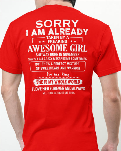 November - Awesome girl - Perfect gift for your boyfriend - (SKU04-86-11) - From Wife KATE11