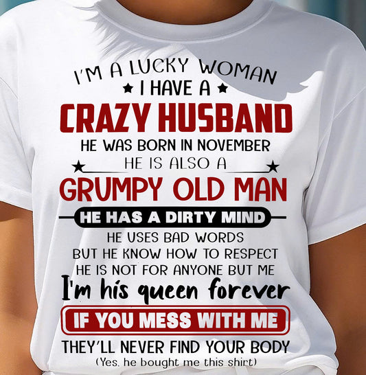 NOVEMBER - TO MY WIFE - I'M A LUCKY WOMAN - GIFT FROM HUSBAND - KATE11 (SKU12-282-11)