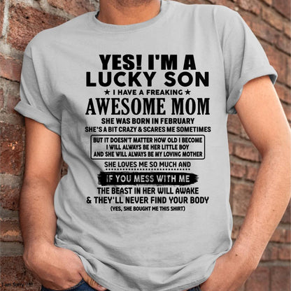 February - I am Lucky Son - Gift For Son From Mom - KATE02 - (SKU-T1206LMS-02)